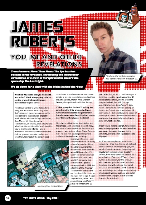 Transformers News: James Roberts Interview with TMW Magazine